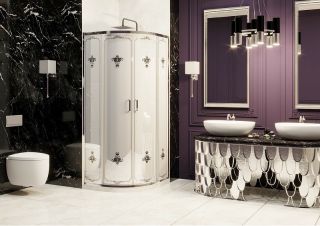 Душевой уголок Ambassador Royal 18015105 100x100см хром/белое с рисунком